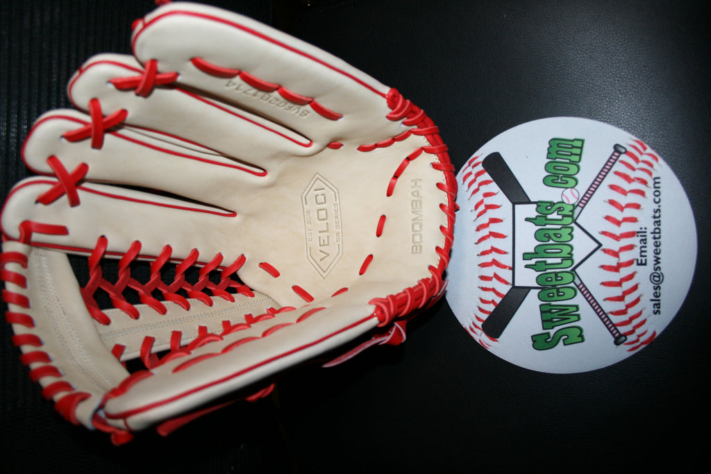 14" Inch BOOMBAH VELOCI Slowpitch Softball Fielding Glove Mitt B17 T Web Tan Red