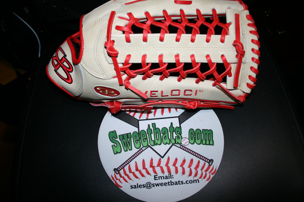 14" Inch BOOMBAH VELOCI Slowpitch Softball Fielding Glove Mitt B17 T Web Tan Red