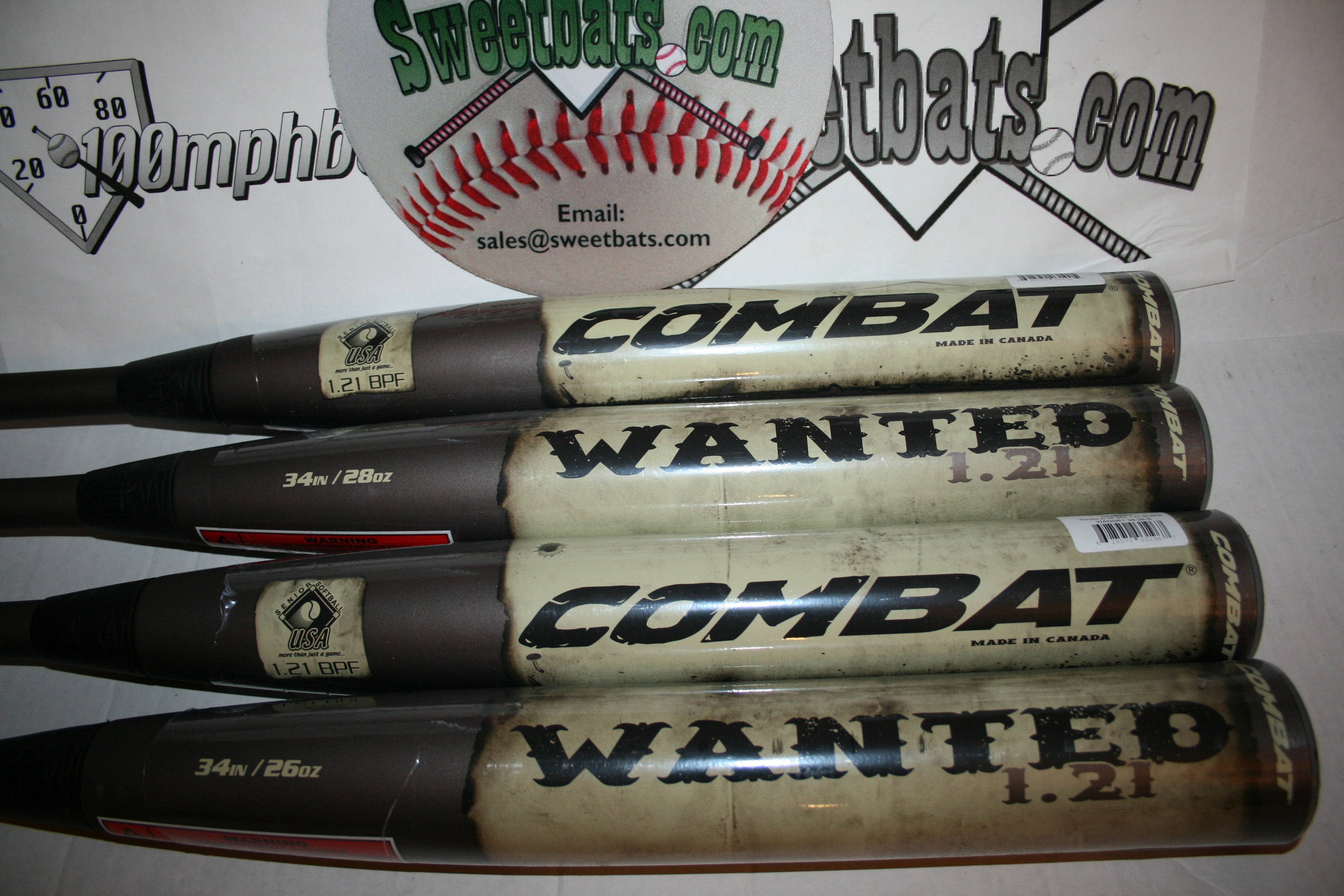 COMBAT WANTED SENIOR SOFTBALL bat 34 NIW WANSR1 1.21 BPF SSUSA HOT 100 mph+
