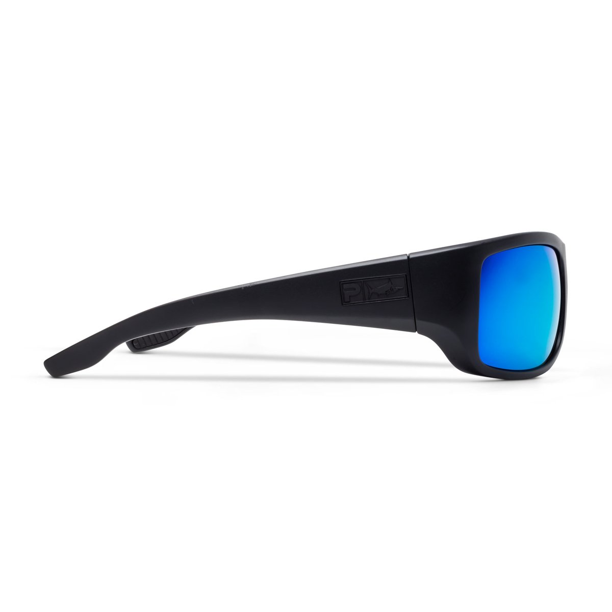 Pelagic Polarized FISH HOOK Matte Black Sunglasses Blue Lens Mirror New FREESHIP