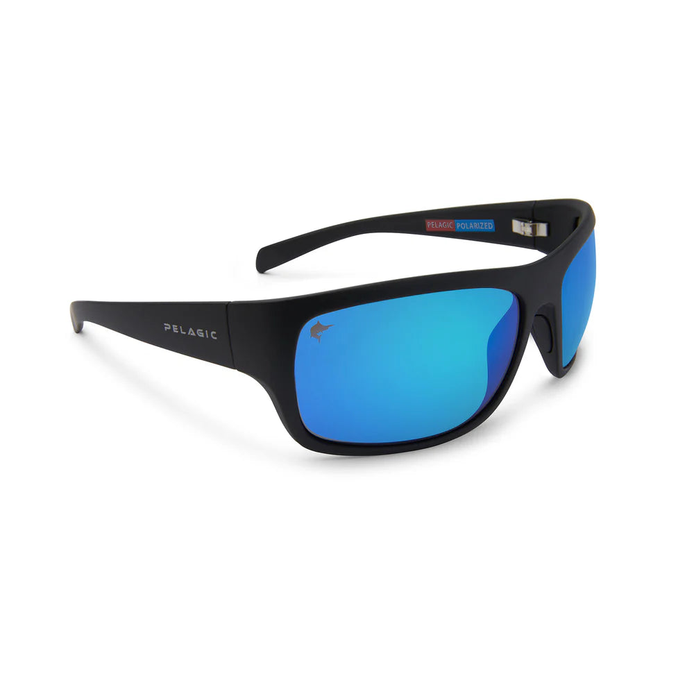 LIGHTHOUSE AMERICAMO Black Pelagic Polarized Mineral Glass Sunglasses Blue Lens