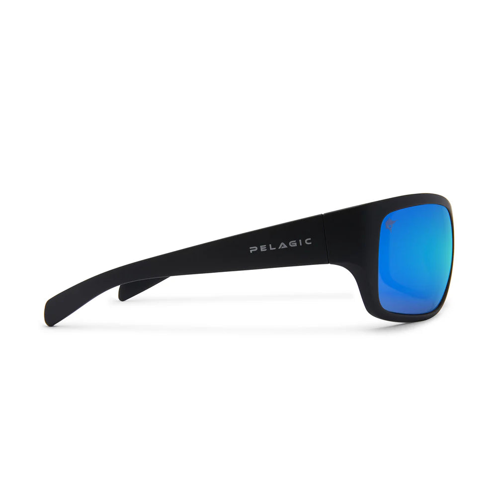 LIGHTHOUSE AMERICAMO Black Pelagic Polarized Mineral Glass Sunglasses Blue Lens