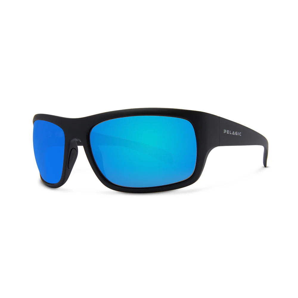 LIGHTHOUSE AMERICAMO Black Pelagic Polarized Mineral Glass Sunglasses Blue Lens