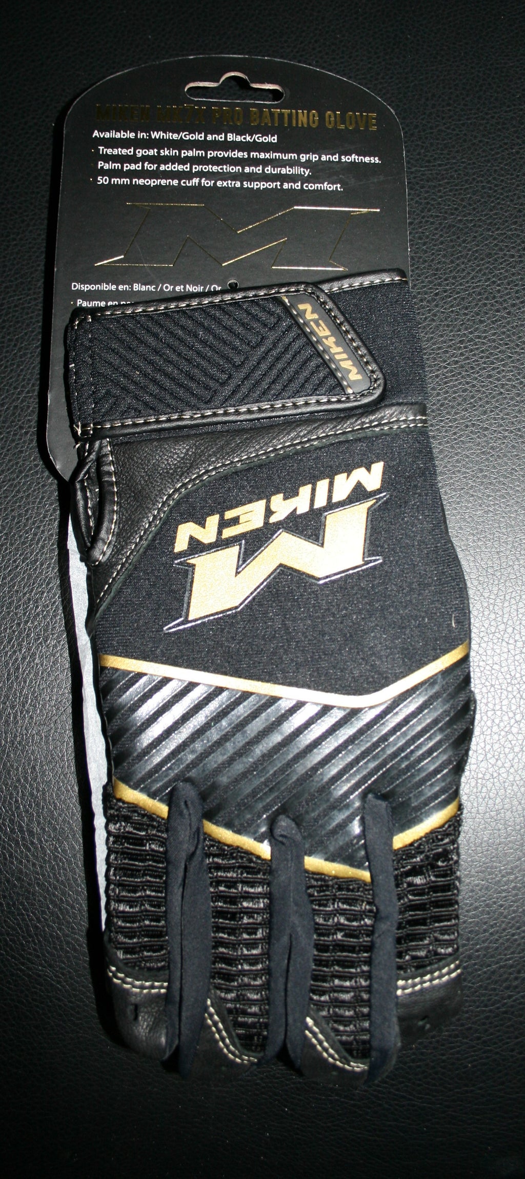 Miken Batting Gloves Black Gold Adult Baseball Softball MK7X PRO Glove Right and Left Pair