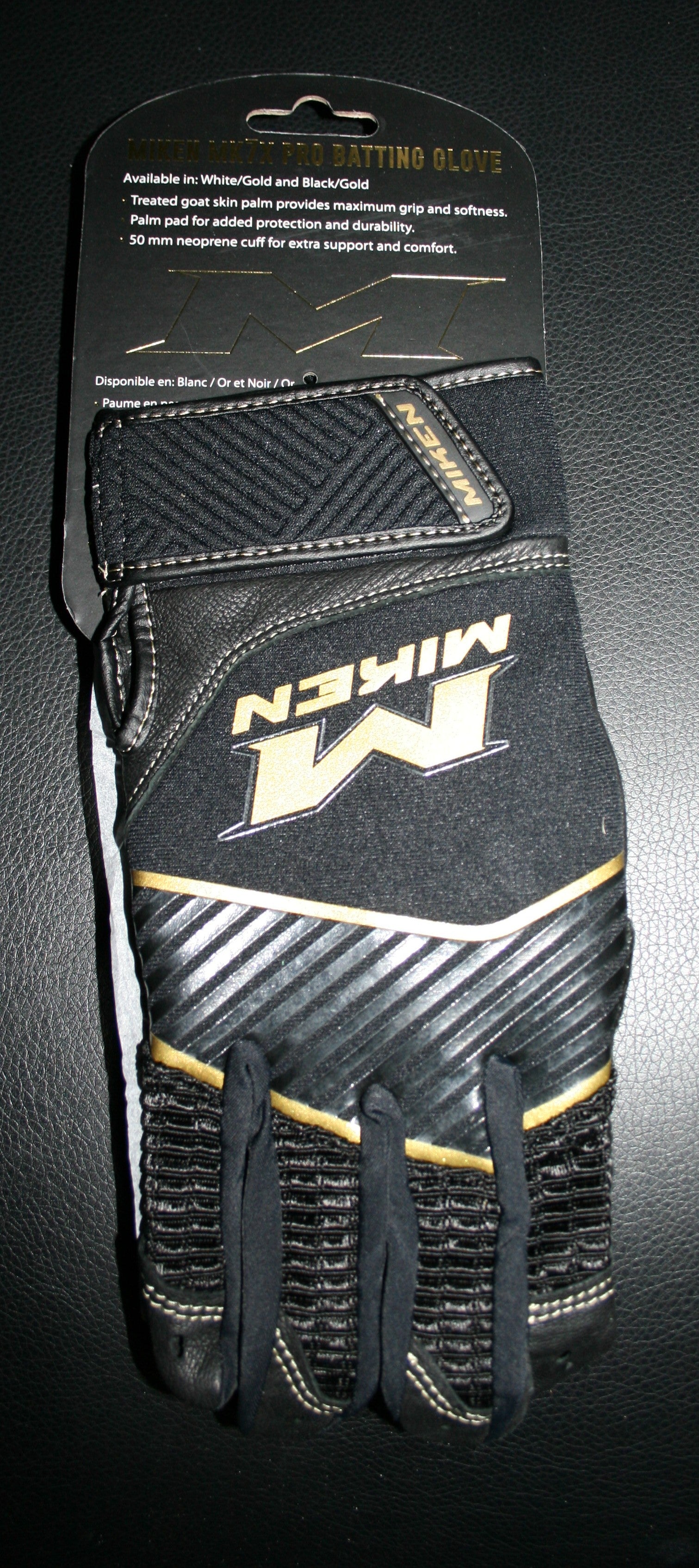 Miken Batting Gloves Black Gold Adult Baseball Softball MK7X PRO Glove Right and Left Pair