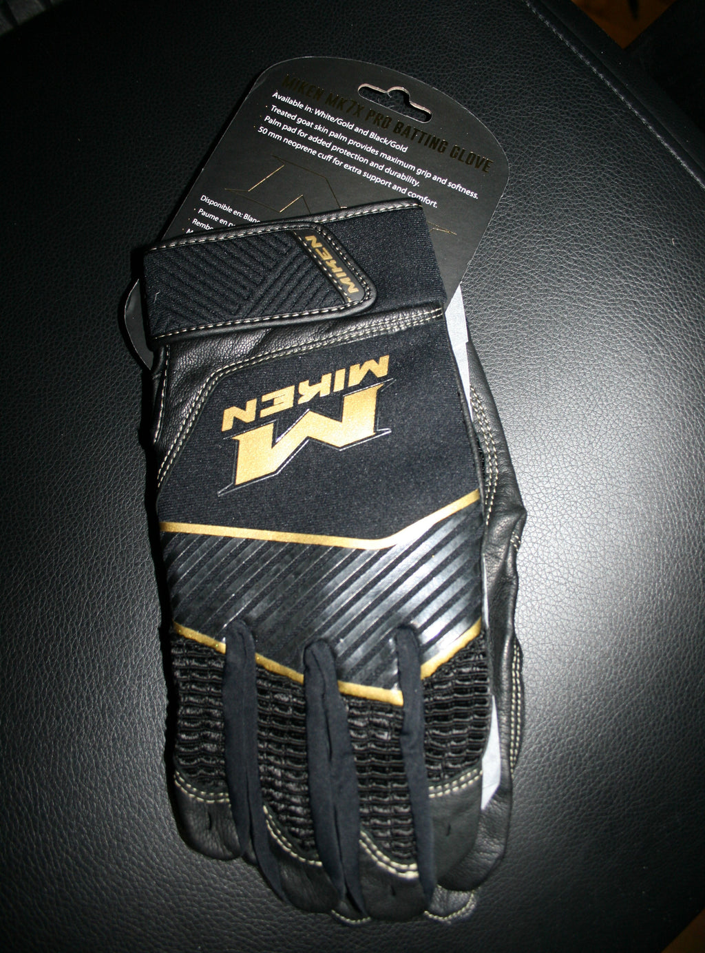 Miken Batting Gloves Black Gold Adult Baseball Softball MK7X PRO Glove Right and Left Pair