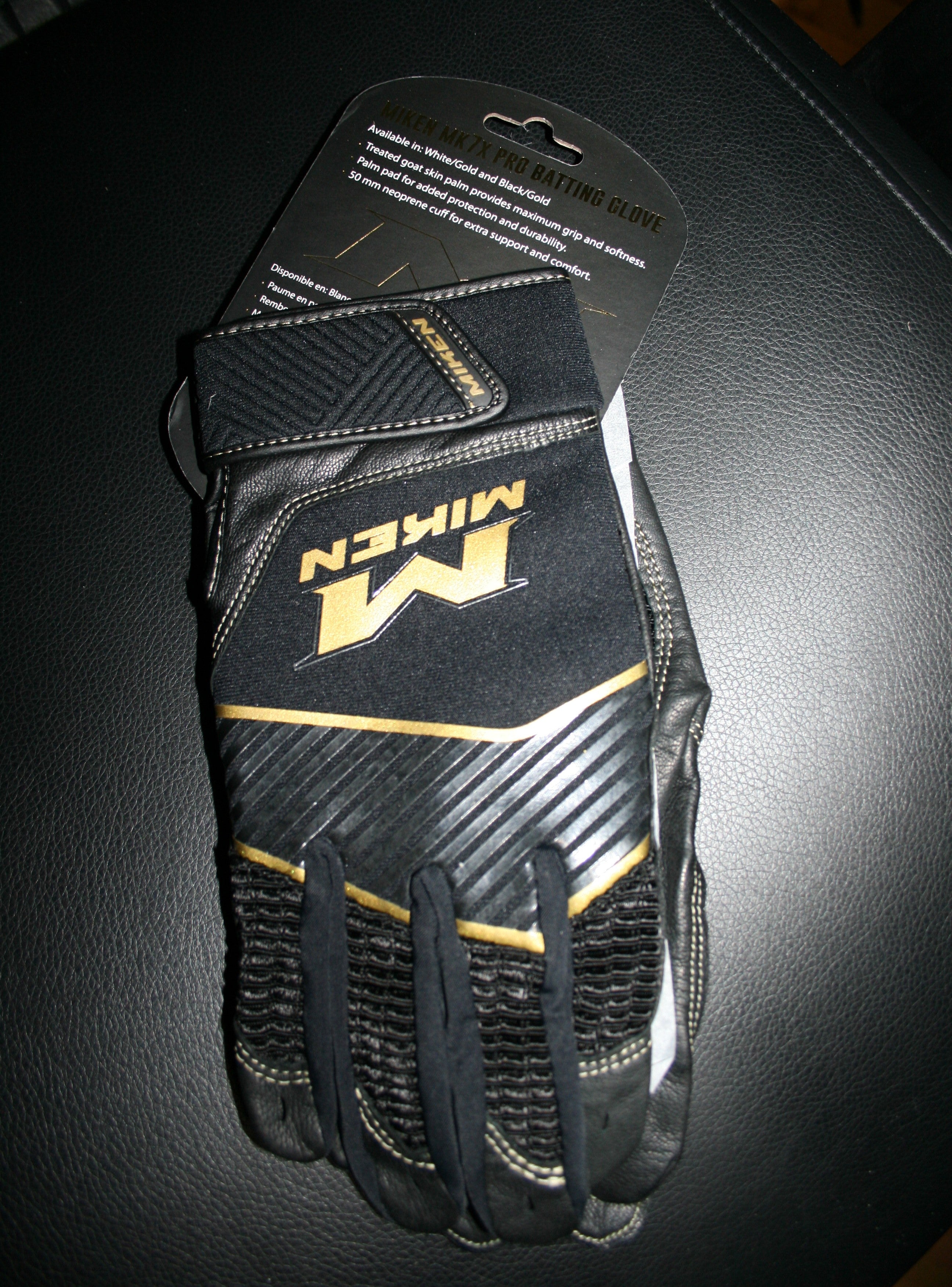 Miken Batting Gloves Black Gold Adult Baseball Softball MK7X PRO Glove Right and Left Pair