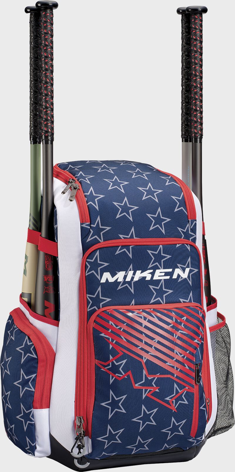 Miken Slowpitch Backpack Stars & Stripes Baseball Softball Fastpitch Holds 4 bats New