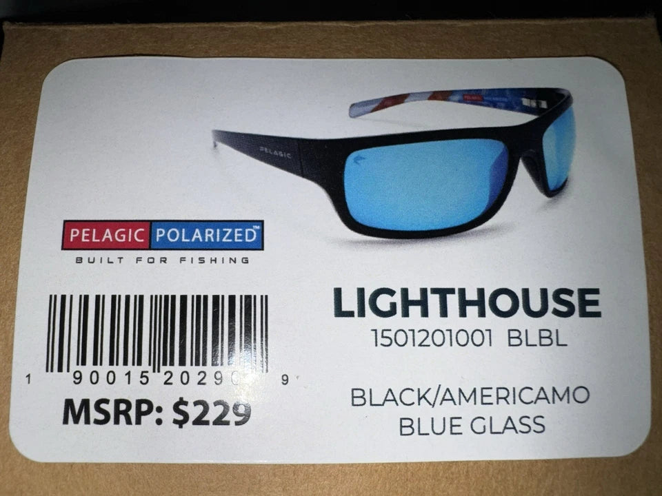 Pelagic Polarized Lighthouse Black Americamo Blue Glass Sunglasses