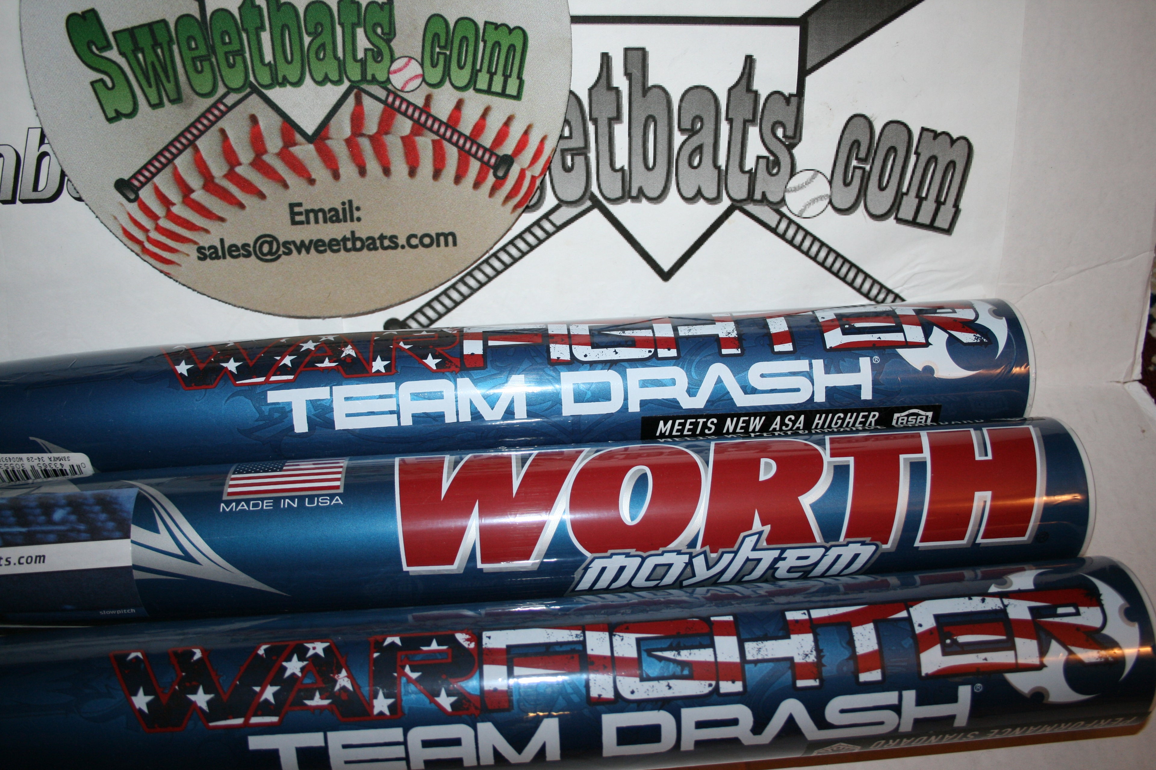 Worth Mayhem Team Drash Warfighter Softball Bat 34 NIW ASA USA Softball SBMWFA Slowpitch
