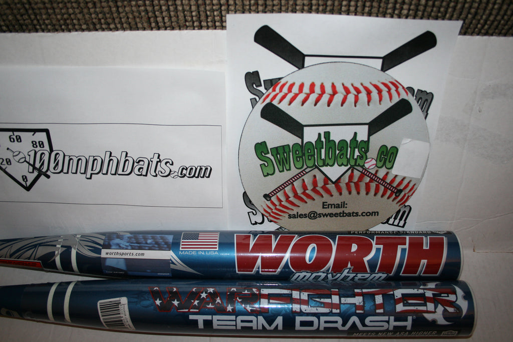 Worth Mayhem Team Drash Warfighter Softball Bat 34 NIW ASA USA Softball SBMWFA Slowpitch