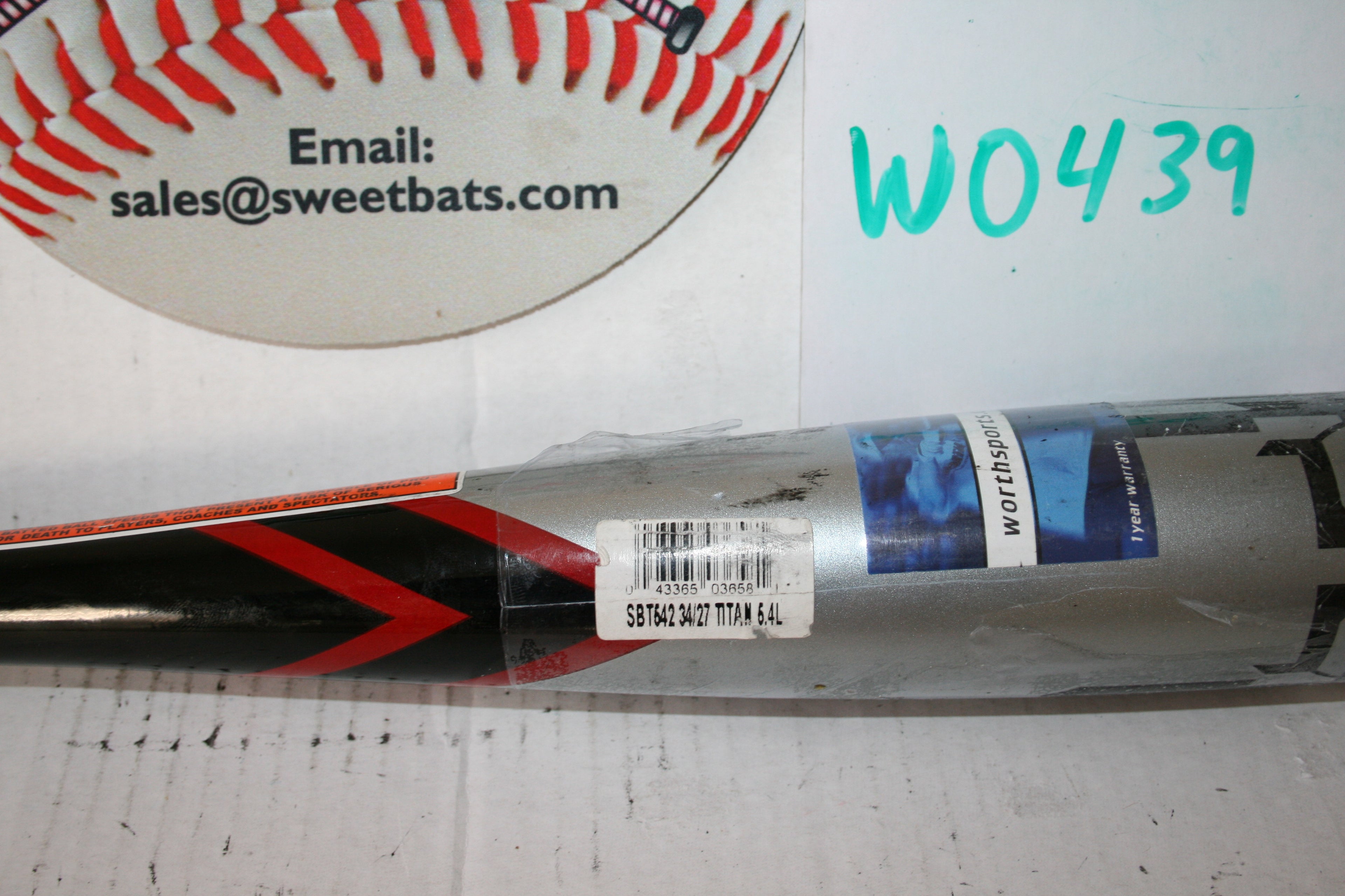 Worth Titan 5.4L Softball Bat 34 NIW USSSA 220 NSA Slowpitch NIW New SBT542 1 piece